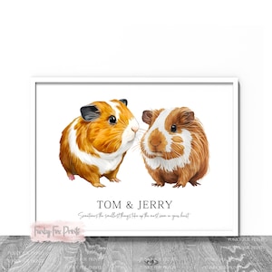 Personalised Guinea Pig Pet Print | Guinea Pig Portrait | Birthday Gift For Guinea Pig Owner | Custom Guinea Pig Art | Guinea Pig Wall Decor