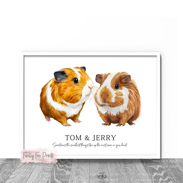 Personalised Guinea Pig Pet Print | Guinea Pig Portrait | Birthday Gift For Guinea Pig Owner | Custom Guinea Pig Art | Guinea Pig Wall Decor