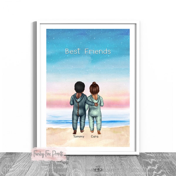 Toddler Best Friends Print | Childhood Best Friend Gift | Best Friend Birthday Gift | Kids Birthday Gift | Cousin Gift | Kids Bedroom Art