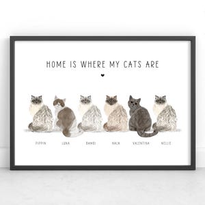Personalised Cats Print | Custom Cat Portrait | Cat Lover Gift Ideas | Cat Memorial Gift | Cat Remembrance Gift | Crazy Cat Lady Gift Ideas