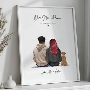New Home Gift | Gift For Your New Home | Housewarming Gift | House Moving Gift | Gift For Partner | Dog Family Portrait | Dog Mum & Dad Gift