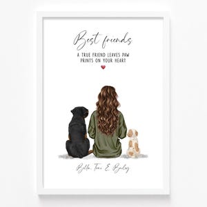 ペットと飼い主のパーソナライズプリント | ペットのポートレート | 女性と犬のプリント | 母の日ギフト | 犬好きへのギフト | お母さんの誕生日プレゼント • ギフトアイデア
