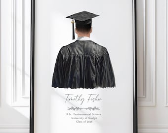 Lámina de graduación personalizada / Regalo de graduación a medida / Obra de arte de graduación para hijo / Regalo de graduación para nieto / Decoración para la habitación de graduación