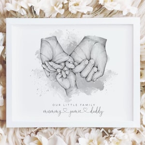 Personalised New Baby Family Print | Family Hands Print | New