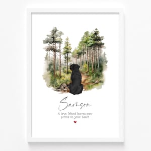 Impresión conmemorativa personalizada para perro / Arte conmemorativo del Puente Arcoíris / Retrato personalizado de la raza de perro / Regalo para la pérdida de una mascota