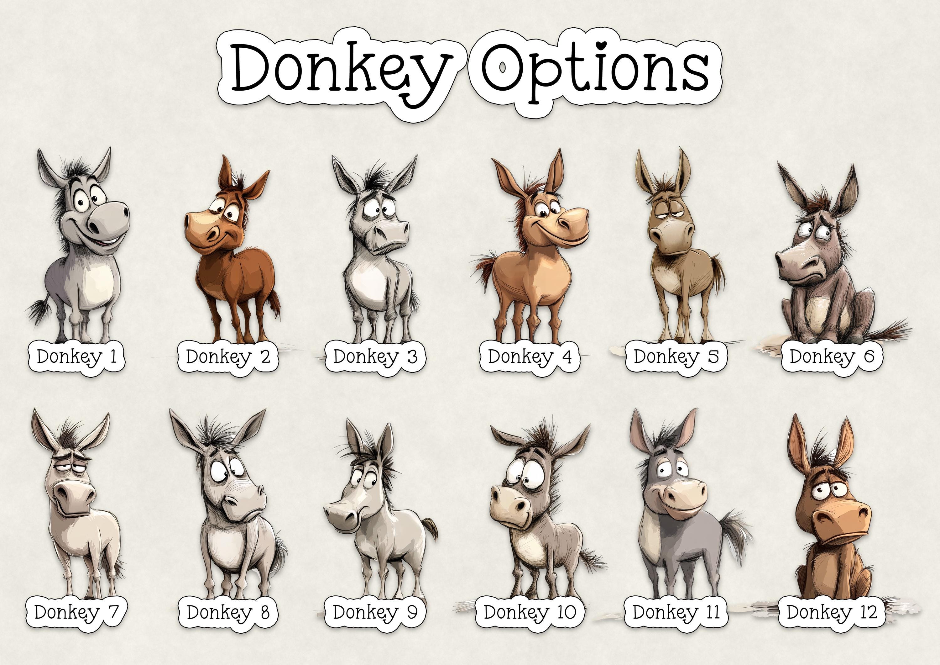 Donkey Family Print | Funny Family Portrait | Father's Day Gift ...