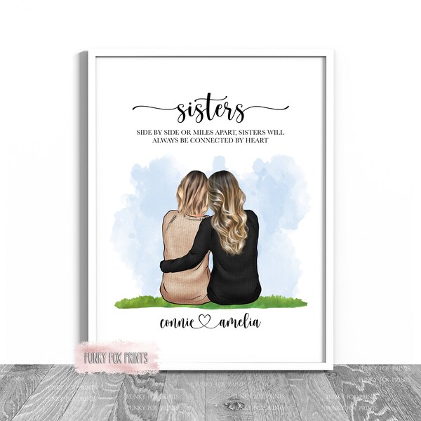 Personalised Sister Gift | Big Sis Little Sis | Keepsake Print | Twin Gift | Letterbox Gift | Sister Print | Christmas Gift For My Sister