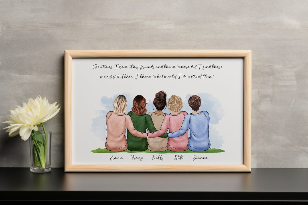 Best Friends Print Group Friendship Gift Personalised Gift Custom Wall