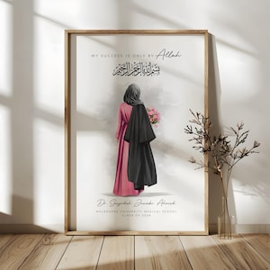 Regalo di laurea per donna musulmana / Laurea con hijab / Regalo di laurea islamico / Idee regalo di laurea musulmana / Il mio successo è solo per Allah