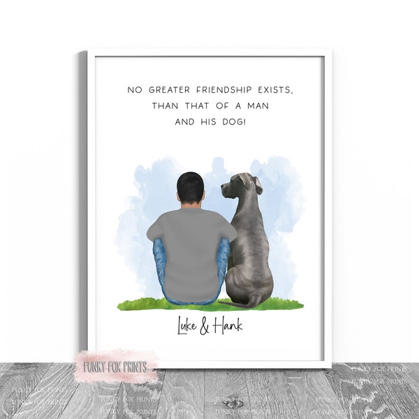 Personalised Man's Best Friend | Man & Dog Print | Birthday Gift For Boyfriend Husband | Office Wall Art Decor | Dog Owner Gift | Dog Dad