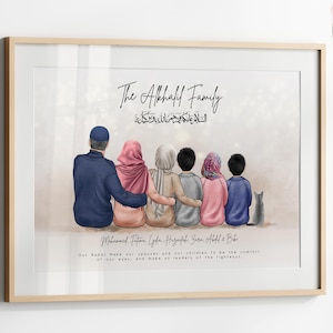 Personalised Muslim Family Print | Anniversary Gift | Grandparent Gift | Father's Mother's Day Gift | Islamic Gift | Digital Eid Gift Ideas