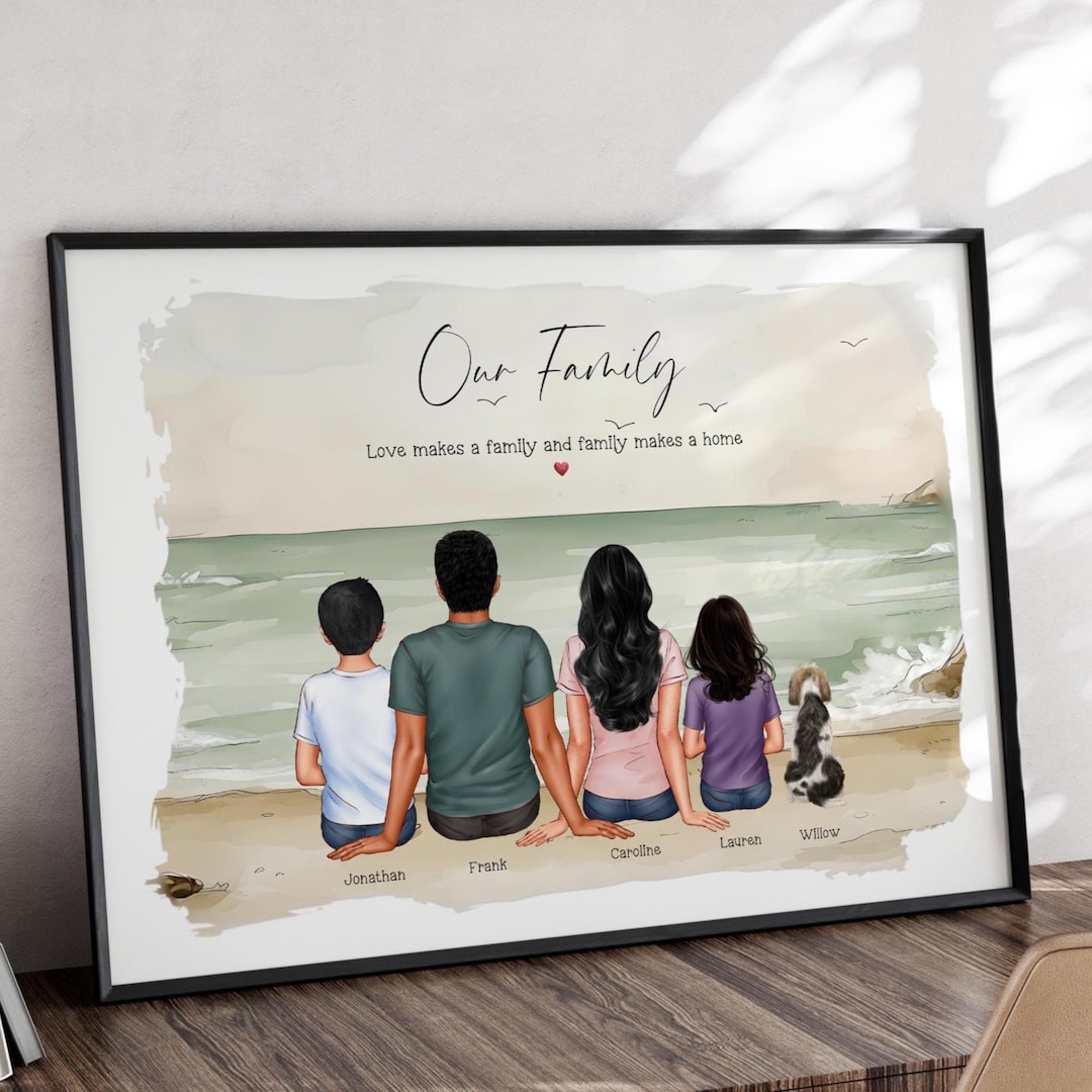 Personalised Family Portrait | Custom Home Wall Art | Anniversary Gift ...