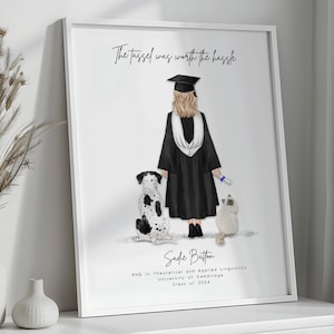 Graduation personnalisée et impression d'animal de compagnie | Cadeau de fin d'études pour propriétaire de chien | Diplôme de ma fille | Cadeau de remise des diplômes petite-fille | Cadeau de fin d'études