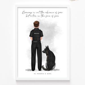 Police Officer & Pet Print | Police Dog Print | K9 Portrait | Patrol Dog Print | Law Enforcement Retirement Gift | Police Retirement Gift