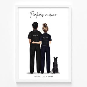 Police Officer Couple Print | Law Enforcement Gift | Engagement Gift | Paper Anniversary Gift