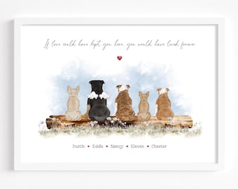 Impresión conmemorativa personalizada para perro / Arte conmemorativo del Puente Arcoíris / Retrato personalizado de la raza de perro / Regalo para la pérdida de una mascota