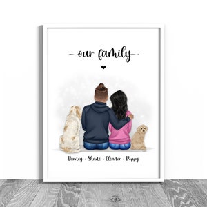 Personalised Couple & Pet Print | Gift For Boyfriend Girlfriend | Engagement Gift | New Home Gift | Couple Keepsake | Custom Valentine Gift