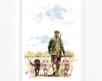 Impresión personalizada de granjero y mascota / Regalo de cumpleaños para papá / Regalo para el abuelo / Regalo del Día del Padre / Regalo personalizado para papá / Regalo de Navidad para el esposo