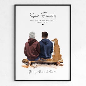 Personalised Gay Couple & Pet Print | Anniversary Gift | Couple Pet Print | Gay Couple Gift | Valentine&#39;s Day Gift Ideas | Same Sex Couple
