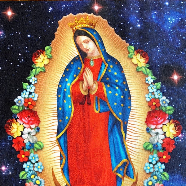 Paneles de tela Virgen María de Guadalupe, Nuestra Señora, tela María, Fe Interior, tela religiosa, tela icono gótico, tela Virgen María