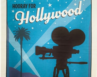 Hollywood fabric panel, quilting cotton, yard, American USA wall hanging