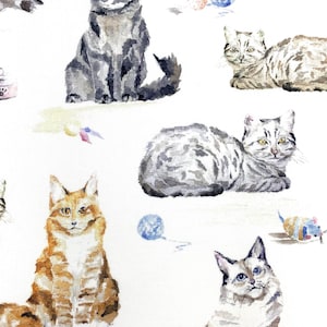 猫の生地、Feline Good キルティングコットン、猫の子猫