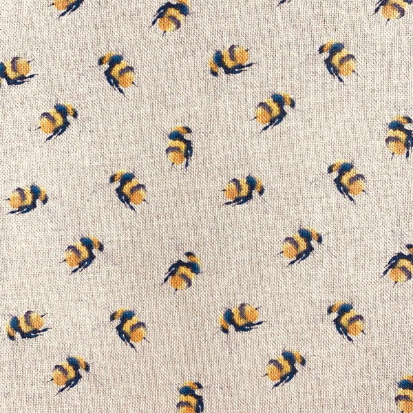 Tissu abeille, toile aspect lin, petit imprimé bourdon, toile de coton animaux animaux sauvages