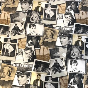 Tissu Hollywood Stars, Monroe Hepburn Dean Bogart, films rétro années 50 1950 image 2