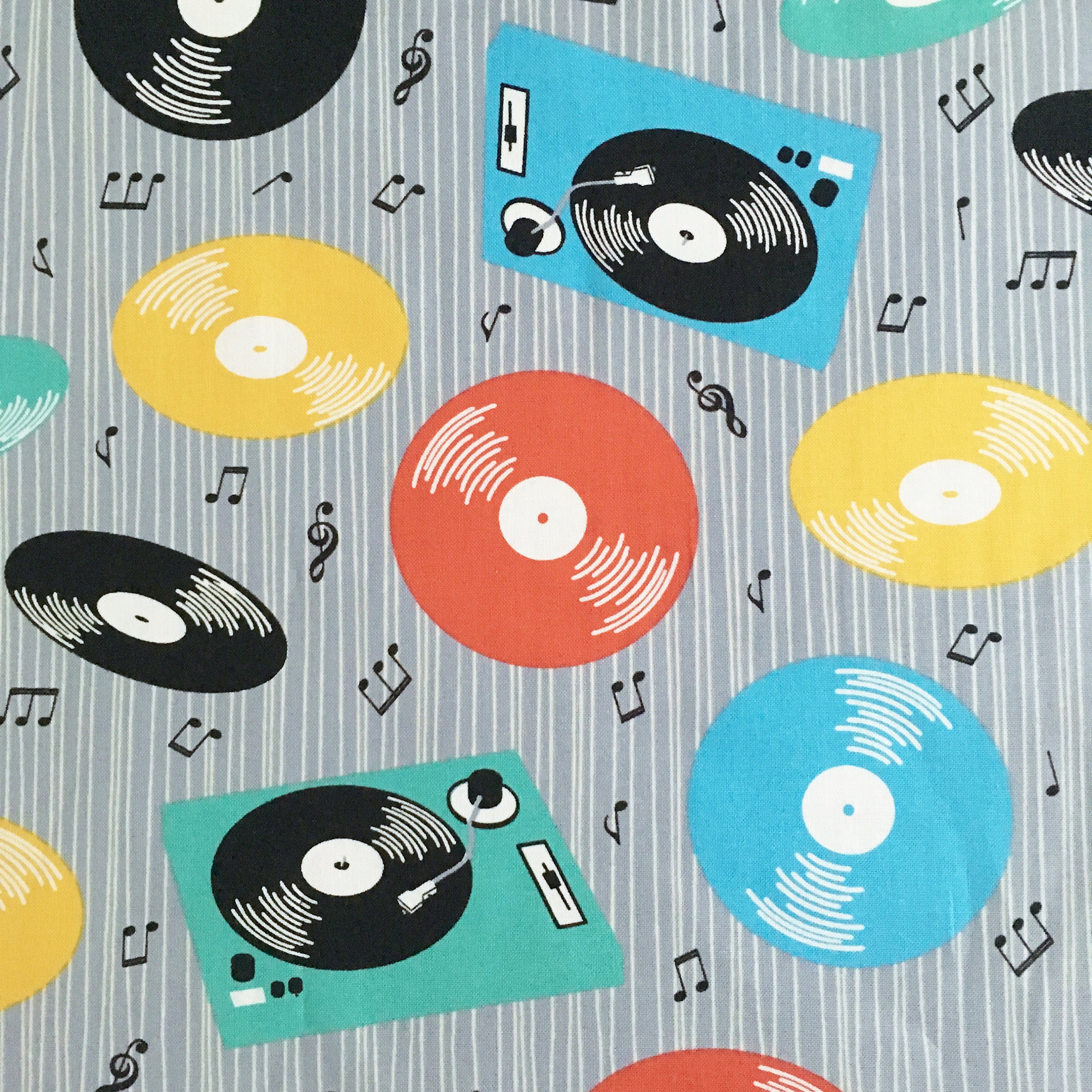 Music records fabric retro vinyl fifties 50s sixties 60s Etsy