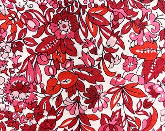 Liberty fabric, Hyde Floral Winter cotton, red pink flowers, quilting, British, English
