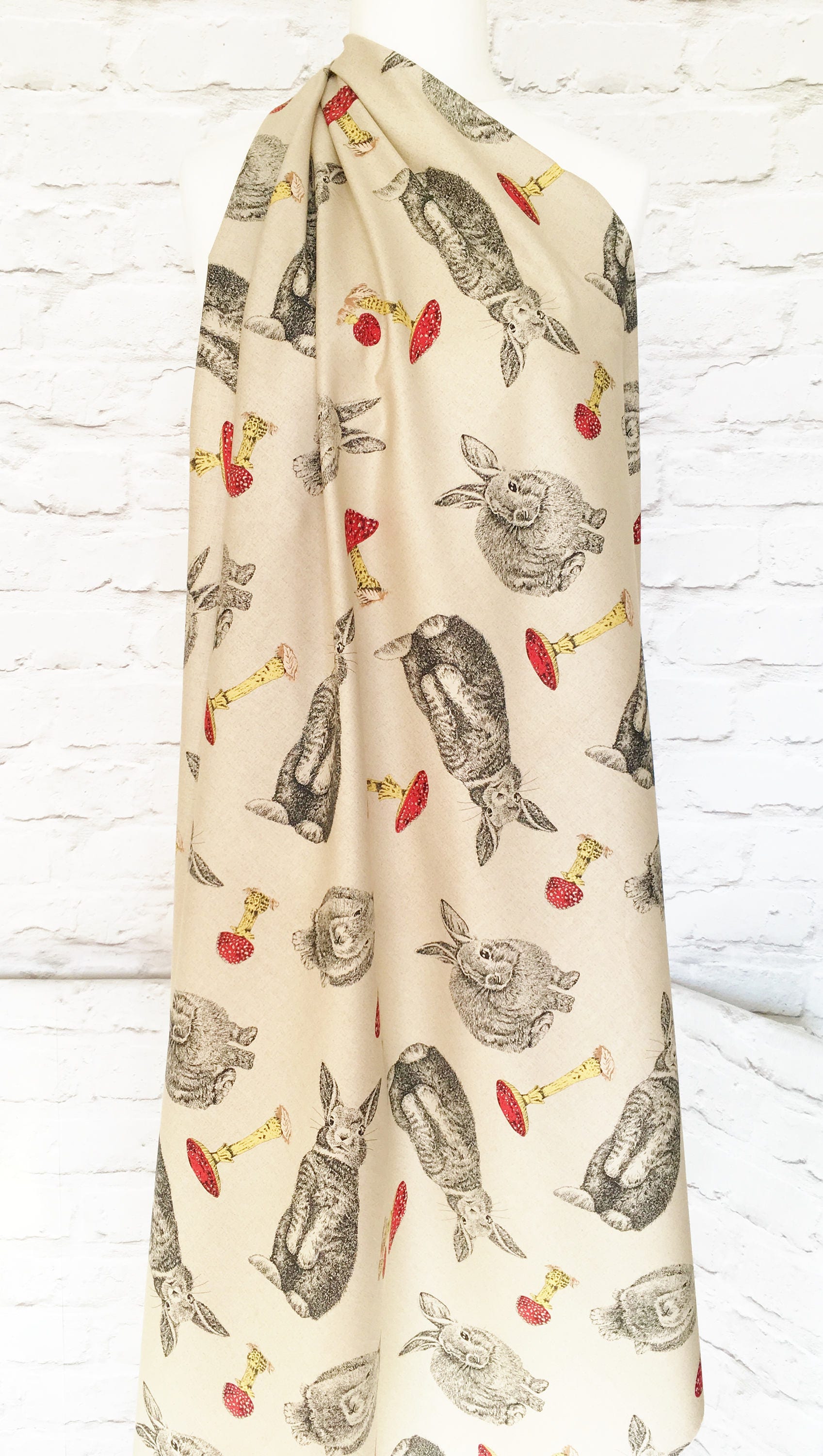 Rabbit Fabric, Rabbits & Toadstools, Bunny Fabric, Country Fabric ...