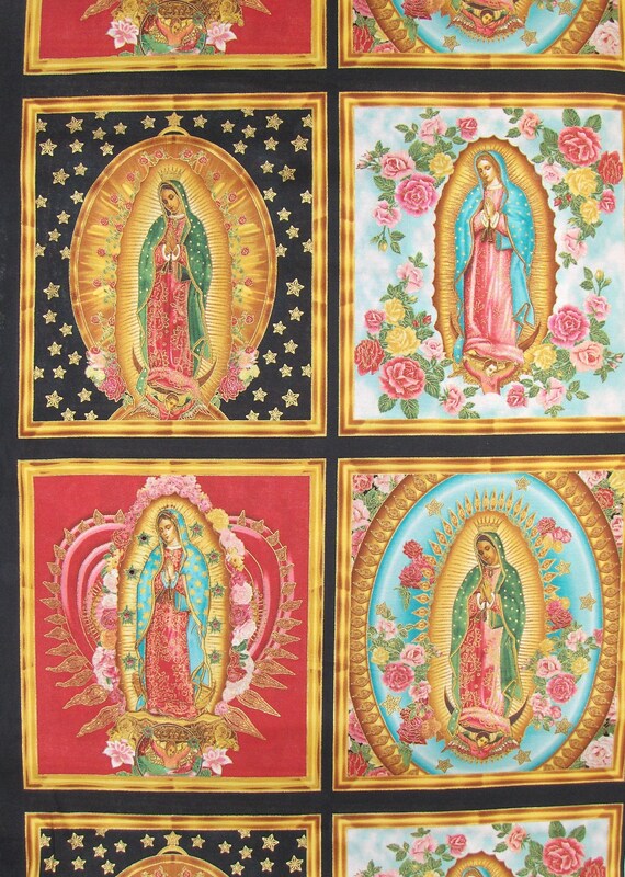 Virgin Lady Of Guadalupe Fabric Panels Nuestra Senora Mary Etsy