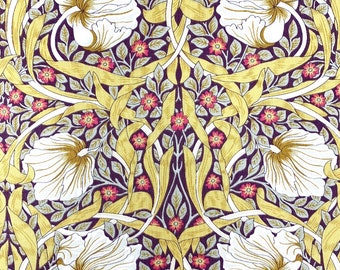 Tissu en coton William Morris Pimpernel Art nouveau moutarde doré floral