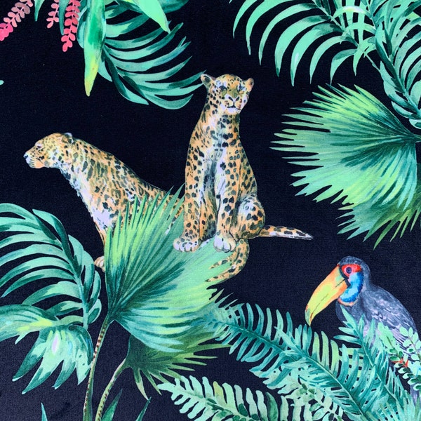 Luipaardstof, fluwelen katoenfluweel, tropische jungleprint voor meubels