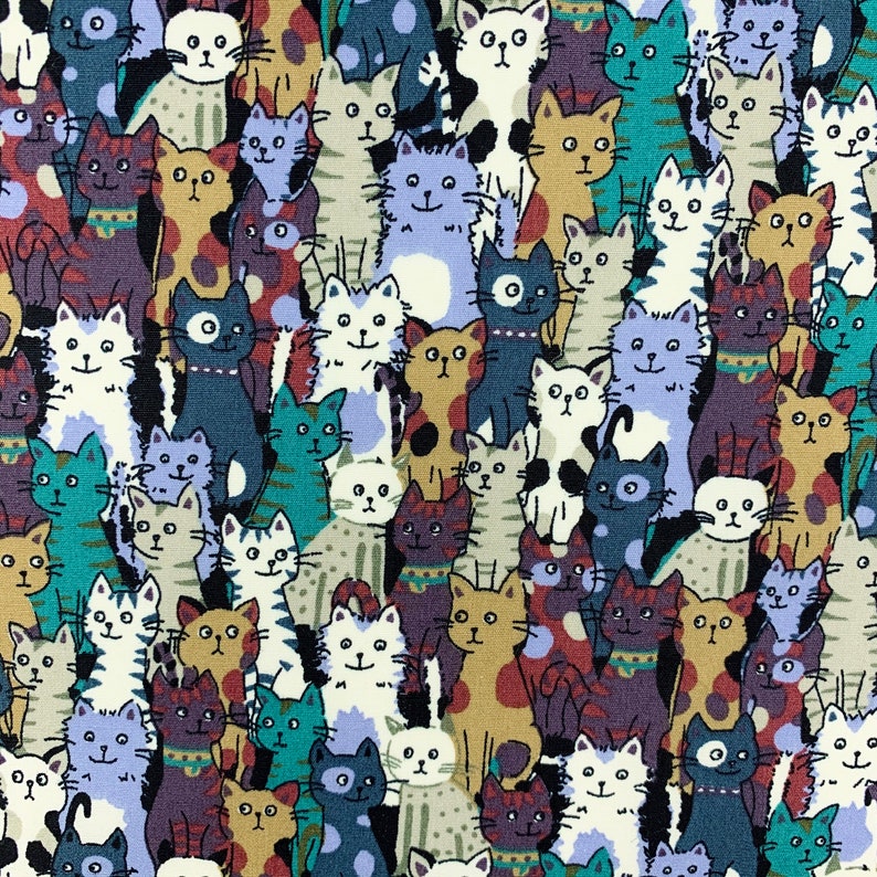 Cat Fabric Cats Material Kitten Animal Print Cotton Poplin Etsy UK