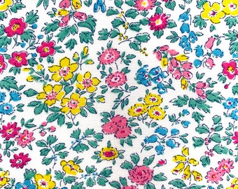 Liberty fabric, Summer Meadow floral cotton, pink yellow small flowers, quilting