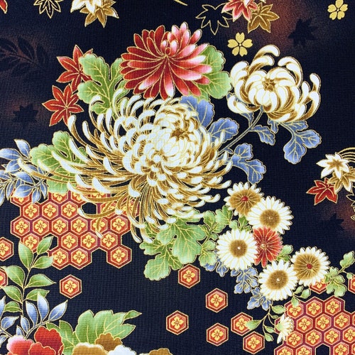 Tejido floral japonés tejido de flores orientales azules o - Etsy España Tejido floral japonés tejido de flores orientales azules o - Etsy España