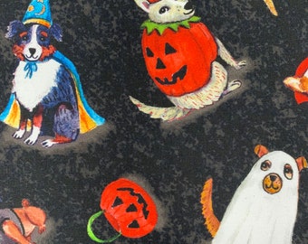 Halloween dogs fabric, Spooky Pooches, Howl-O-Ween, novelty animal cotton