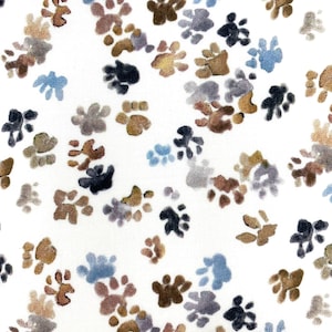 Dog cat fabric paw prints quilting cotton Impressions animal tracks