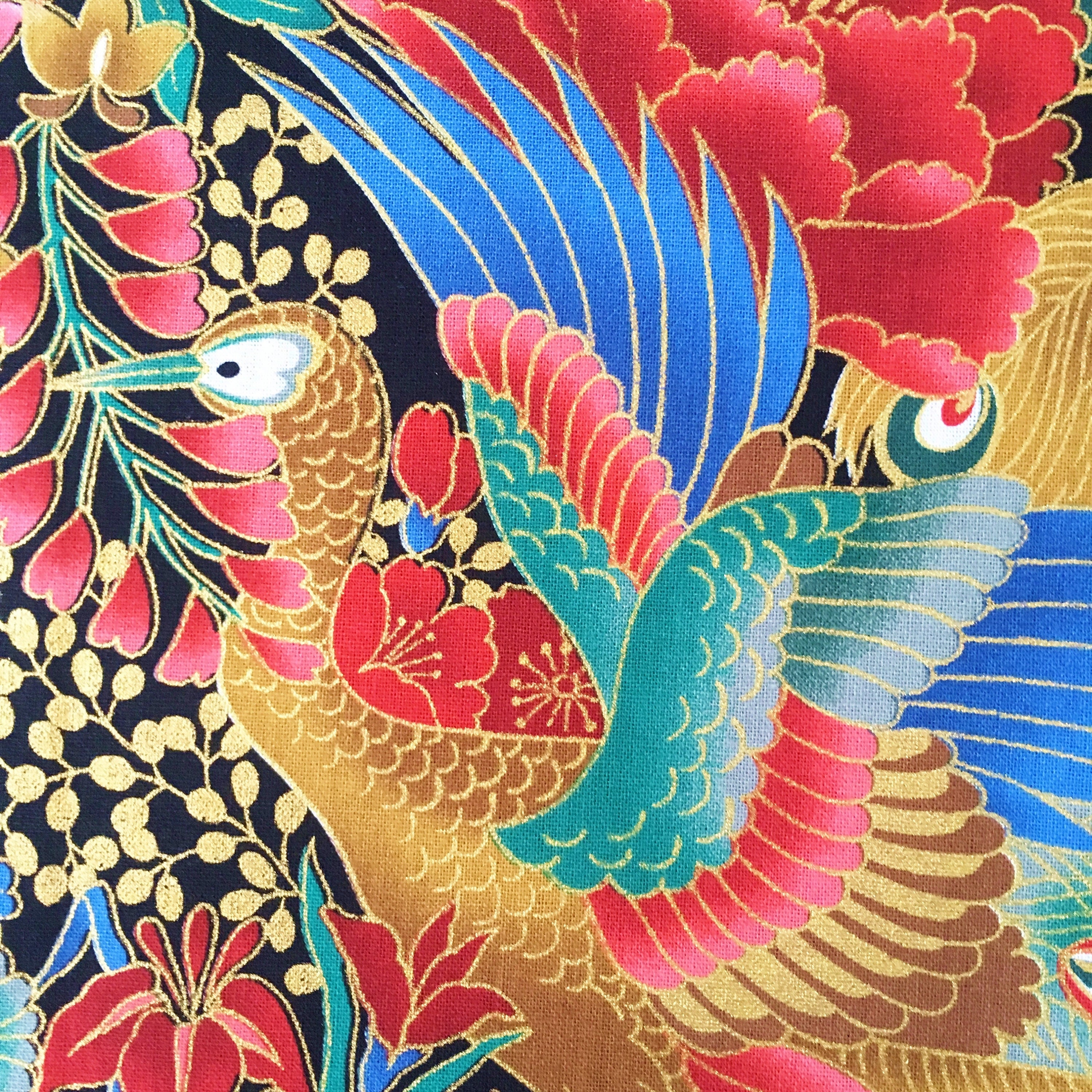 Tissu Japonais Tissu Paon Oiseaux M talliques Floral Bleu Sarcelle D tissu-japonais-tissu-paon-oiseaux-m-talliques-floral-bleu-sarcelle-d