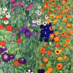 Waterproof fabric, Gustav Klimt floral, for outdoor cushions, bags, raincoats,