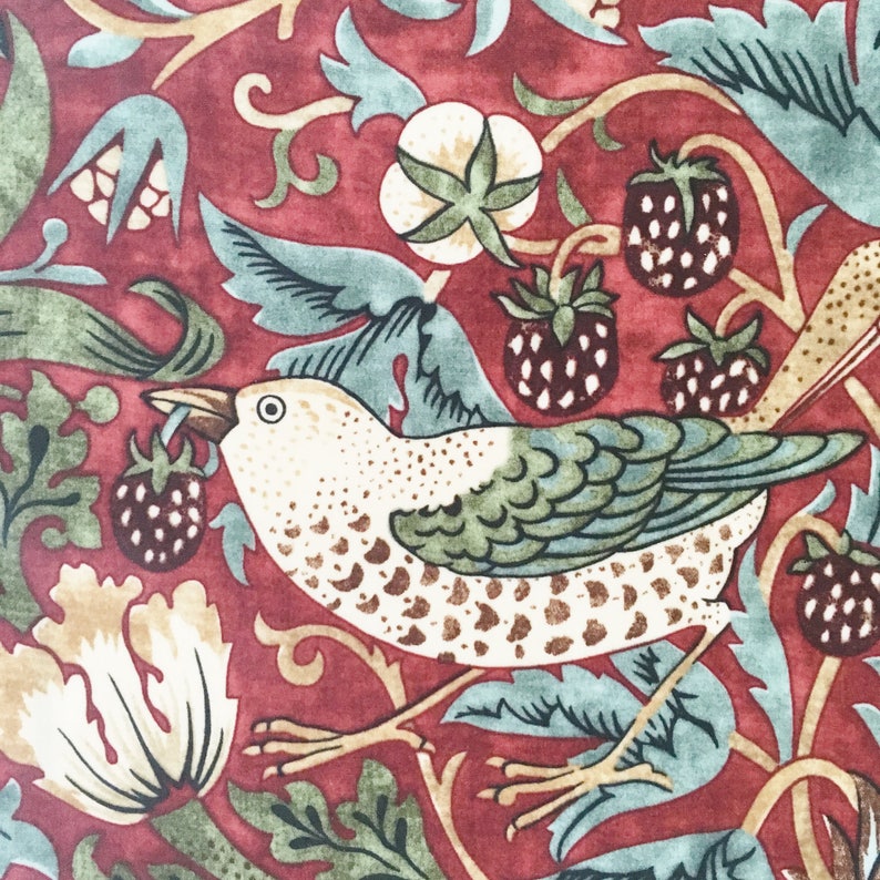 Strawberry Thief laminated cotton fabric William Morris Etsy
