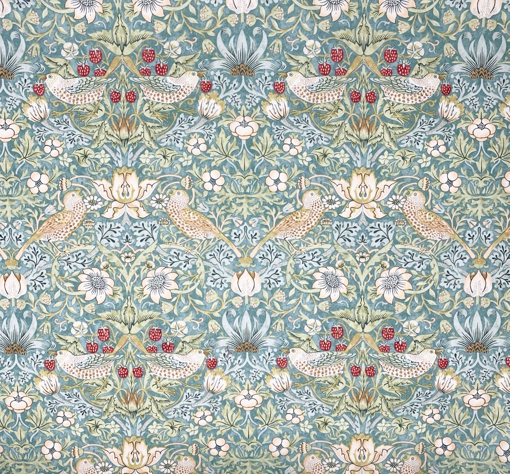 William Morris Strawberry Thief Fabric Art Nouveau Green Blue - Etsy