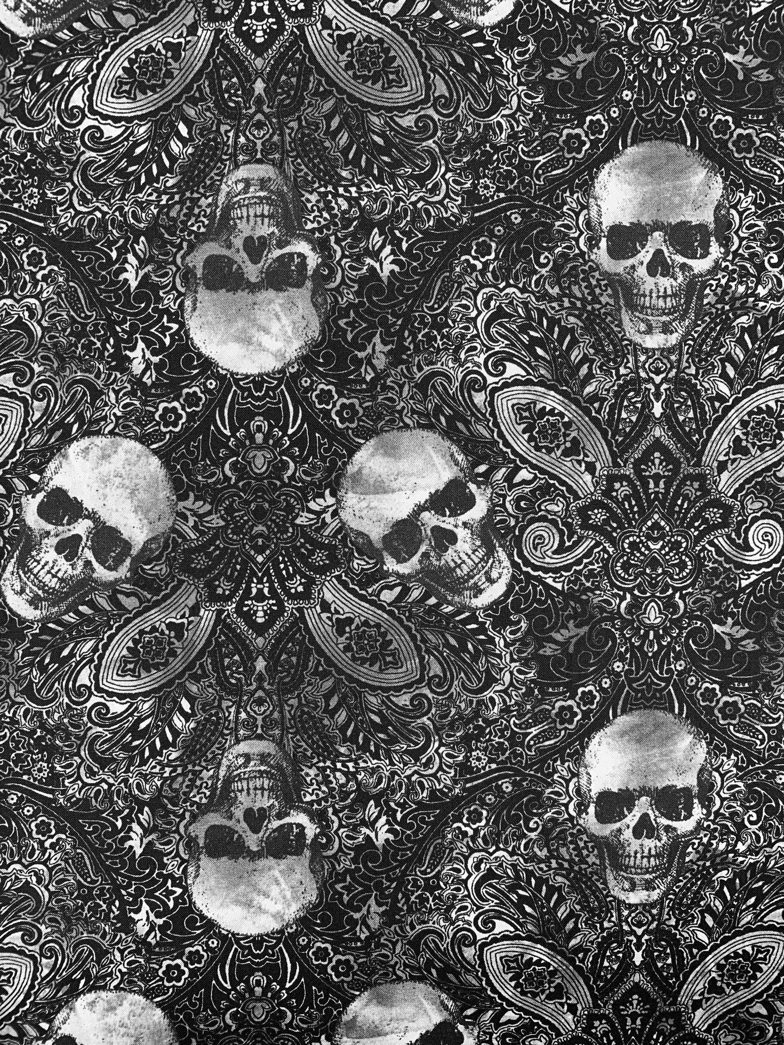 Skull Fabric Halloween Fabric Gothic Fabric Victorian Etsy