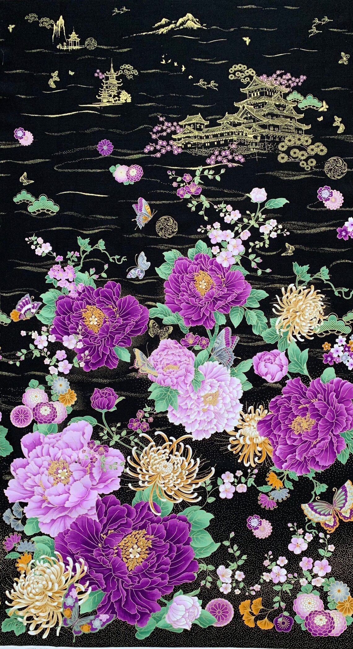 Floral Fabric Panels Japanese Style Quilting Cotton Etsy UK