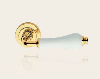 Dalia - Classic Brass Door Handles with Porcelain Handle