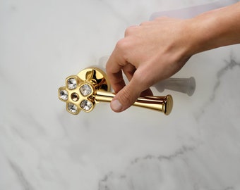 Flory - Modern Brass Door Handles with Swarovski Crystal