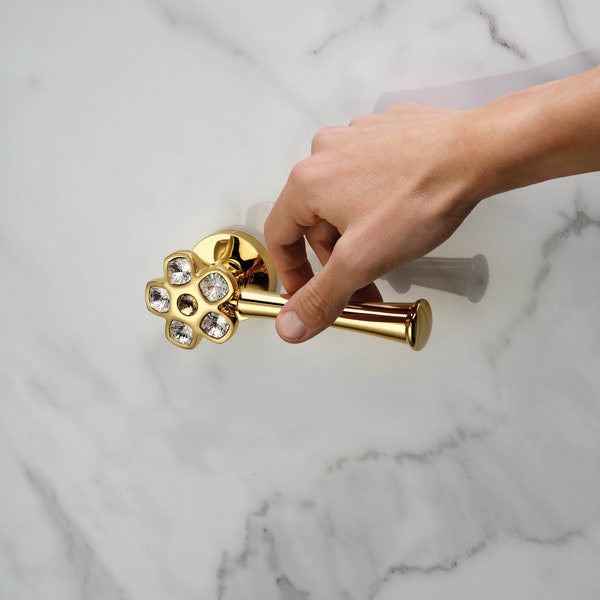 Flory - Modern Brass Door Handles with Swarovski Crystal