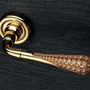 Feeling - Modern Brass Door Handles with Swarovski Crystal