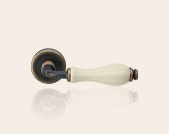 Erica - Classic Brass Door Handles with Porcelain Handle